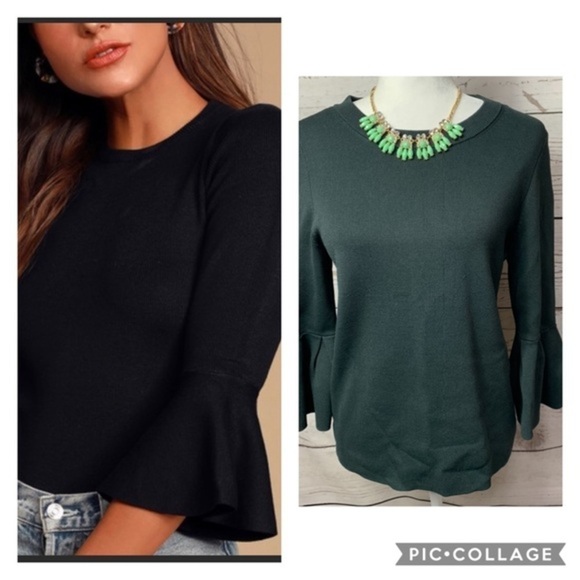 NWOT H&M Bell Sleeve Crewneck Sweater - Picture 1 of 6